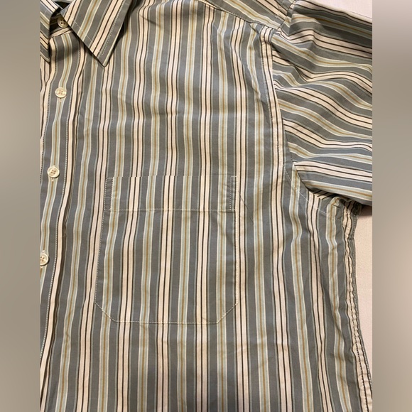 Eddie Bauer Classic Fit green stripe long sleeve button up shirt size Tall L - Picture 3 of 7